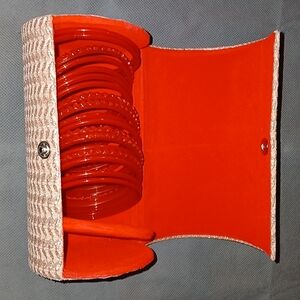 Red Bangle Set with Pink Woven Case